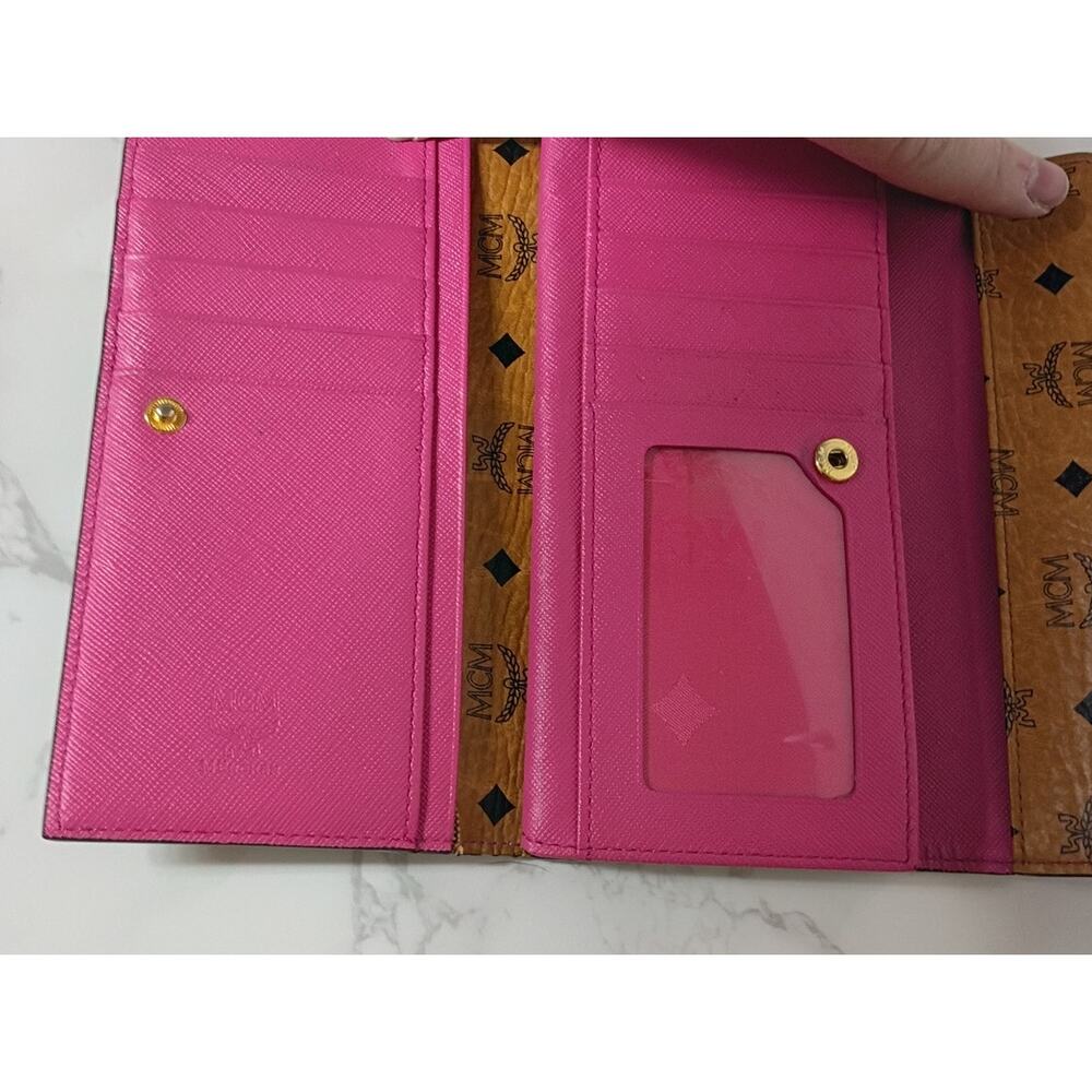 MCM Vintage Cognac Visetos Monogram Trifold Long Wallet - EUC - Picture 6 of 8